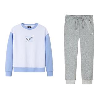 NIKE3BRAND 耐克男女童无帽卫衣+长裤2件套装秋季长袖套装 纯白色 130 /64【身高116-122cm】