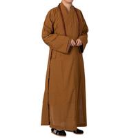 皮尔卡丹(pierre cardin)夏季僧服长褂男女薄款纯棉布出家僧人衣服耐洗抗皱僧袍和尚服大褂 土黄 36(身高150)