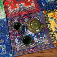 张家大院 凤凰补子刺绣茶垫 宫廷风 防烫隔热垫 丹凤朝阳-宝蓝凤凰