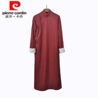 皮尔卡丹(pierre cardin)相声大褂德云社民国风长衫男中式伴郎服装唐装长袍女夏薄马褂演出 酒红色 2XL -185cm 180-205斤