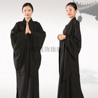 ZKHE夏季麻纱海青居士服女男款儿童小孩海清僧服袈裟大褂长衫 咖啡色(麻纱) 39码(高160cm穿)