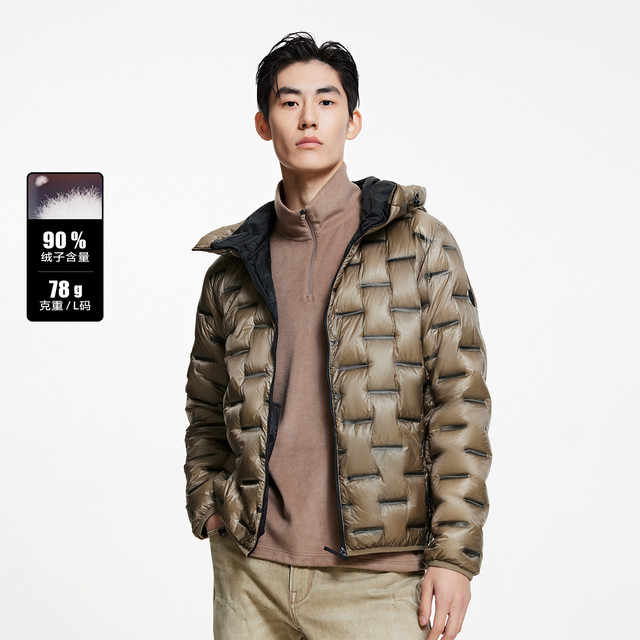 JACK&JONES 杰克琼斯 加厚防泼水连帽羽绒服-224423027栗褐色