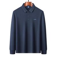 FORTEI富铤【含桑蚕丝长绒珠地棉】男士polo衫男秋季中年商务休闲长袖t恤男 2XL 54(185/100A) 82藏青