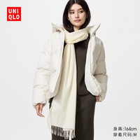 UNIQLO 优衣库 女装无缝羽绒连帽外套/外套夹克478577 01 乳白色 M /160/84A