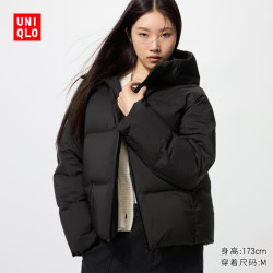 优衣库 女装无缝羽绒连帽外套/外套夹克478577 09 黑色 2XL /165/100B