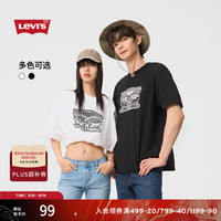Levi's 李维斯 24夏季同款短袖T恤双马皮牌印花简约时尚休闲002U1 白色 XL