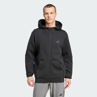 移动端、京东百亿补贴：adidas 阿迪达斯 男 训练系列 D4T FULL-ZIP HO 针织夹克 IY1131 黑色  2XL
