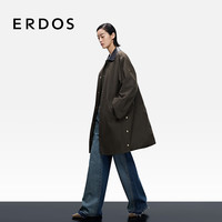 ERDOS25秋冬可拆卸绒胆休闲廓形女风衣外套 褐绿 L 170/88A