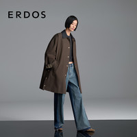 ERDOS25秋冬可拆卸绒胆休闲廓形女风衣外套 褐绿 M 165/84A
