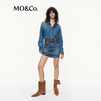 MO&Co.牛仔裙2025秋假两件连衣裙重工洗旧磨白棉质MBE3DRS008 牛仔蓝色 M /165