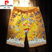 皮尔卡丹(pierre cardin)中国风清朝官服皇帝黄马褂龙袍衣服古装男士夏3d短袖T恤大码背心 01短裤 XL 成人