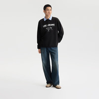 李 Lee25秋冬宽松版圆领印花Logo男女同款长袖卫衣LUT010845204 黑色（尺码偏大，拍小一码） XL