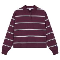 Champion冠军Polo衫女2025秋季翻领条纹经典简约长袖衬衫潮牌 紫色条纹 L