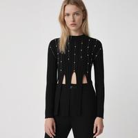 ZARA 女式半高领纯色珍珠流苏设计感毛衣
