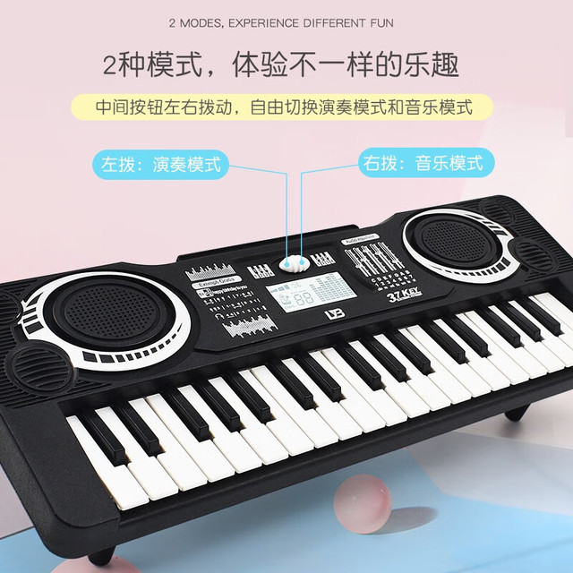 钒象智科 儿童电子琴入门早教启智玩具 37键黑色电池款