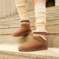 UGG 秋冬男女同款拉链款经典迷你短靴雪地靴1158197栗色
