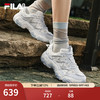 FILA 斐乐 女鞋猫爪6代舒适运动鞋2025夏老爹鞋户外网面休闲鞋 雪白/太空银-SS 38