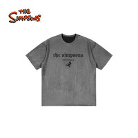 the Simpsons 辛普森一家短袖t恤内搭麂皮绒宽松情侣圆领上衣服 深灰