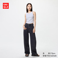 优衣库男装/男女同款宽松廓形牛仔裤/弯刀镰刀裤子加长款480739 08 深灰色 29 /165/74A