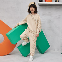 大嘴猴(paul frank)童装儿童套装2025秋冬季款中大童潮酷男女童宽松舒适中大童休闲装 124B卡其 120