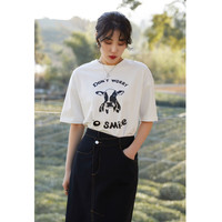 独束大码圆领印花短袖T恤女2022年夏装基础百搭胖mm上衣ins潮 砖红色(dy) XL