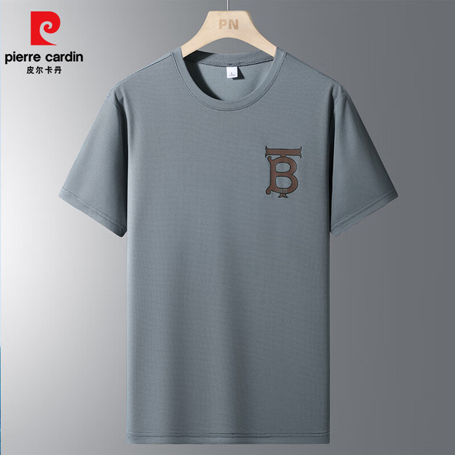 有券的上：pierre cardin 皮尔·卡丹 男士圆领速干潮流短袖T恤（多色可选）