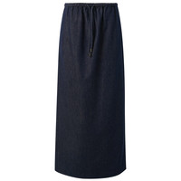 三彩 2025秋款深色牛仔半身裙高腰松紧直筒裙长裙休闲M 深海蓝 S 155/64A