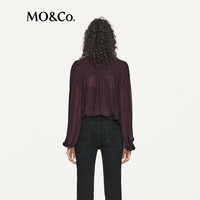 MO&Co.上衣2025秋乔其纱雪纺轻透褶量宽松罩衫附吊带MBE3TOP024 红棕色 XS /155
