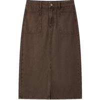 森马（Semir）森柔牛仔|牛仔半身裙女开叉长裙显腿长秋盐系直筒裙103524120003 深咖啡50954