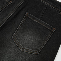 森马（Semir）森柔牛仔|牛仔半身裙女开叉长裙显腿长秋盐系直筒裙103524120003 牛仔水洗黑98201 2XL