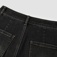 森马（Semir）森柔牛仔|牛仔半身裙女开叉长裙显腿长秋盐系直筒裙103524120003 牛仔水洗黑98201 XL