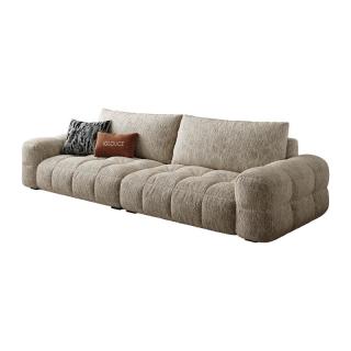 宜洛（IGLOUCE）政府补贴麦岛布艺沙发奶油风小户型雪尼尔法式客厅实木泡芙布沙发 【大小坐深可调节款】280cm四人位 【黑金系列舒适版】凉感花瓣*法国雪尼尔绒+松木框架