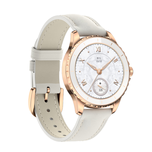 荣耀亲选 ROSSINI 2e 智能手表 38mm 山茶金 真皮表带