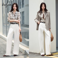 伊芙丽（eifini）【蒋欣机场衬衫】伊芙丽格纹肌理感宽松衬衫女2025秋季小上衣 浅棕 [30天]发 XL 130-145斤
