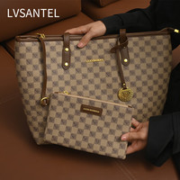 LVSANTEL香港严选时尚轻奢大容量真皮女包手提包单肩斜挎包单肩包 卡其色,防伪码