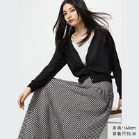 优衣库女装泡泡纱伞裙/半身裙长裙裙子477691 09 黑色 2XL /170/82A