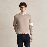 POLOWALK男士针织衫秋冬2025圆领毛衣外套男长袖针织打底上衣 浅卡其 3XL