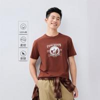 GIORDANO 佐丹奴 复古印花男士T恤纯棉男上衣针织圆领运动休闲短袖T恤男款