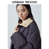 UR【HOT】2025冬季女装复古撞色立领面包羽绒服UYU150029 藏青 (偏宽松) M