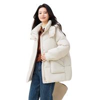 雪中飞2025女士棉花糖包裹感羽绒服休闲风百搭温暖舒适外套 米色|8631 S /155/80A
