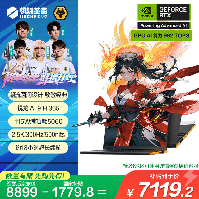 机械革命 翼龙16X 16英寸游戏本(AI 9 H 365 32G 1T RTX5060 2.5K 300HZ 黑)