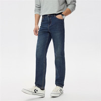 佐丹奴牛仔裤男秋季洗水后袋袋花中腰修身牛仔长裤男01115079 61浅蓝 32