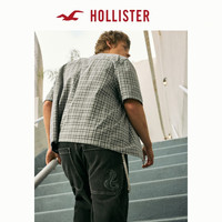 HOLLISTER25秋季美式街头外搭格子短袖衬衫男装KI325-5222 深灰色 M (180/100A)