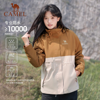 骆驼（CAMEL）户外三合一冲锋衣男女秋冬新抓绒内胆防风防水外套登山服 幻影黑，女