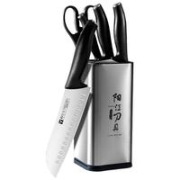 创木工房 刀具套装全套消毒厨房菜刀套装三件套家用刀架组合 全方位杀菌 5件套