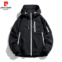 皮尔卡丹(pierre cardin)春秋季情侣冲锋衣外套港风潮流工装夹克男宽松学生连帽上衣男 建议【体重135-155斤】