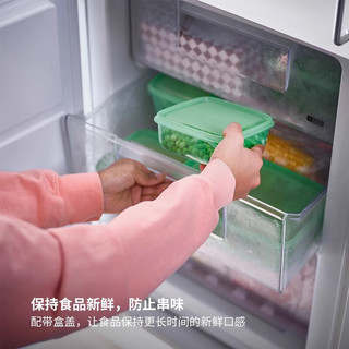 宜家（IKEA）PRUTA普塔塑料保鲜盒冰箱食品级收纳盒饭盒便当盒 淡紫色/绿色附盖三明治盒
