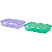 宜家（IKEA）PRUTA普塔塑料保鲜盒冰箱食品级收纳盒饭盒便当盒 淡紫色/绿色附盖三明治盒