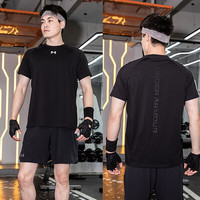 安德玛（UNDERARMOUR）短袖男子夏季速干T恤抗菌棉感休闲运动潮流百搭训练半袖 黑色 3XL (体重200-220斤）
