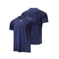 安德玛（UNDERARMOUR）短袖男子夏季速干T恤抗菌棉感休闲运动潮流百搭训练半袖 藏蓝色 2XL (体重180-200斤）